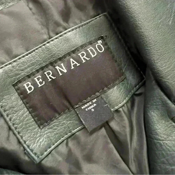 Bernardo Asymmetrical Zip Moto Jacket Women Sz Small Faux Leather Green 7558B373 - Picture 7 of 16